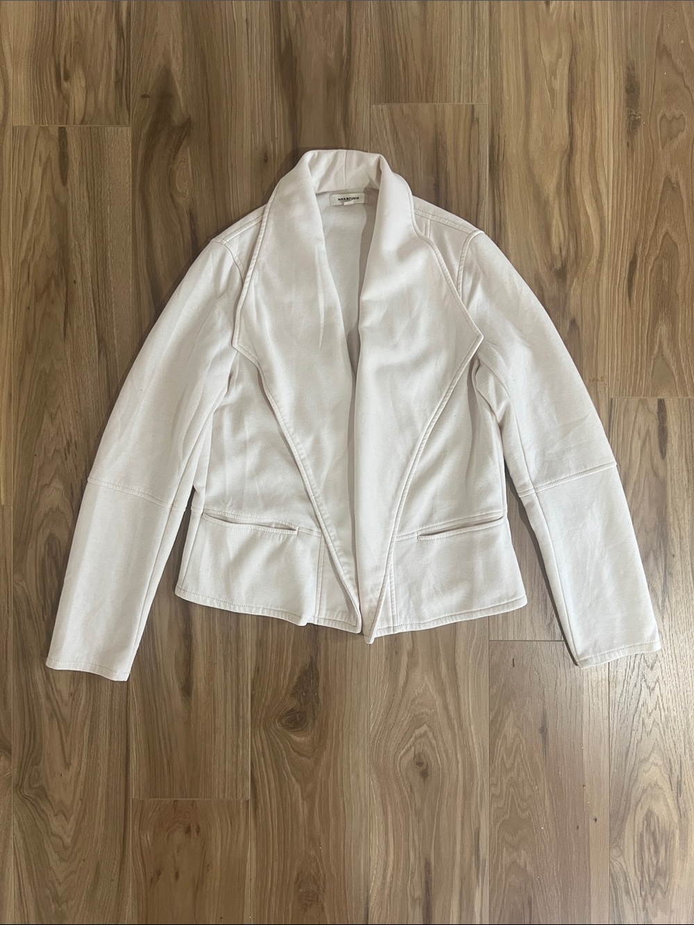 Max Studio Off-White Draped Open-Front Blazer